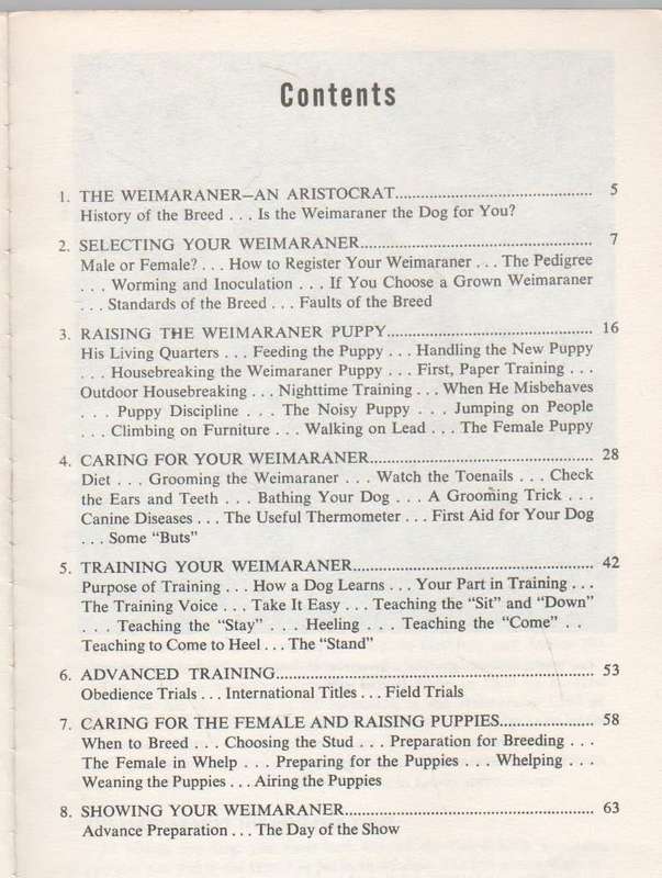 HOW TO RAISE AND TRAIN A WEIMARANER  - ARTHUR LIEBERS & PAUL JEFRIES (1959)