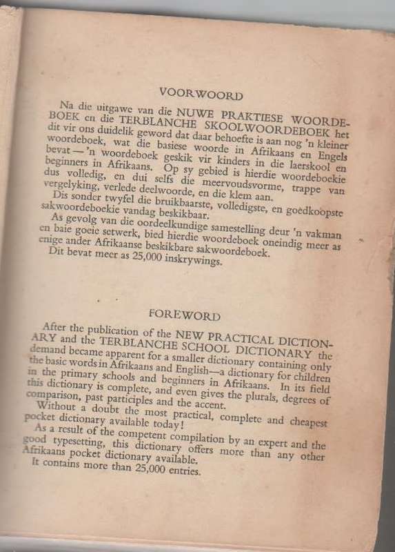 A.P.B. PRIMERE WOORDEBOEK / PRIMARY DICTIONARY 1954