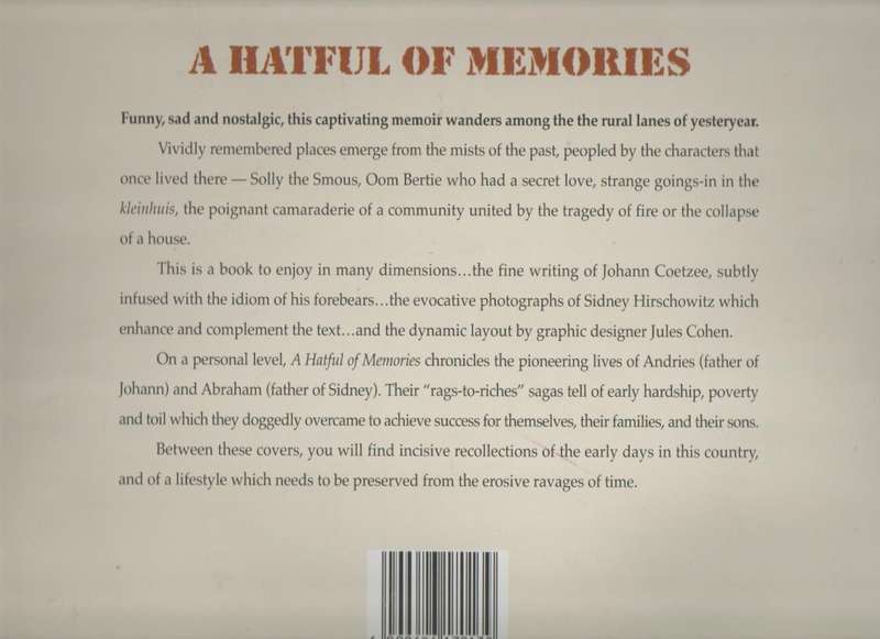 A HATFUL OF MEMORIES - JOHAN COETZEE (1 ST PUBLISHED 2004)