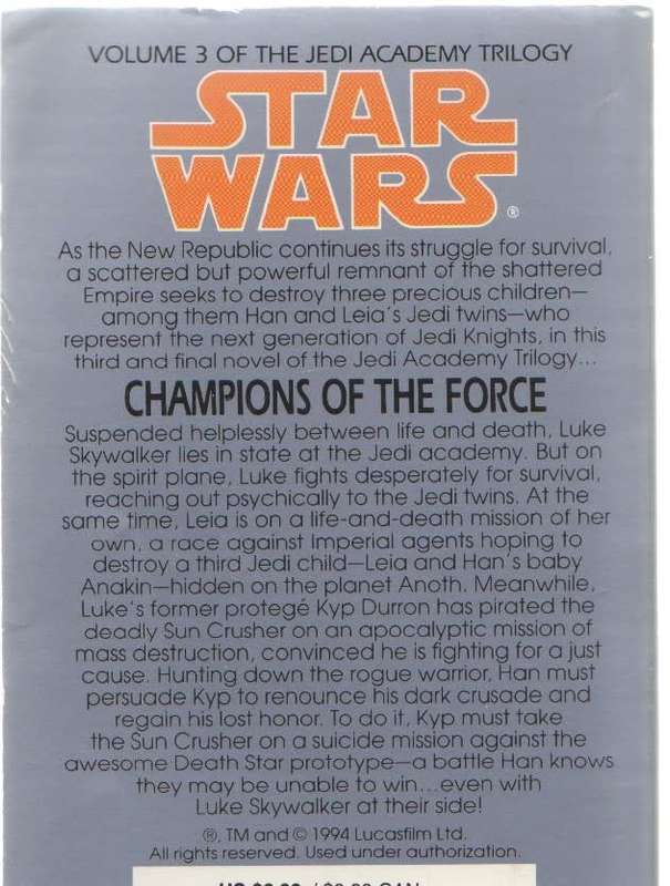 STAR WARS CHAMPIONS OF THE FORCE - KEVIN J ANDERSON (1994)