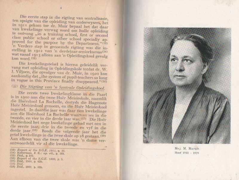 DIE OPLEIDINGSKOLLEGE PAARL 1913 - 1963 - C G DE VRIES (VOORWOORD 1958 GEDATEER)