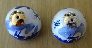 Delft blue and gold Salt and Pepper set (3,5 cm height-marked)