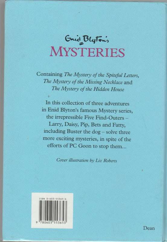 MYSTERIES: SPITEFUL LETTERS, MISSING NECKLACE & HIDDEN HOUSE - ENID BLYTON (1 ST EDITION 1994 )
