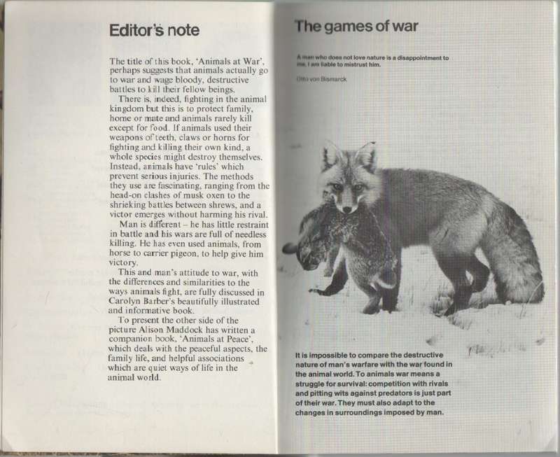 ANIMALS AT WAR - CAROLYN BARBER (1971)