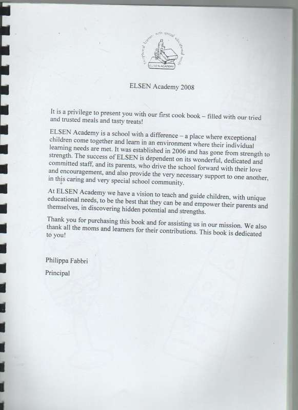 ELSEN ACADEMY'S RECIPE BOOK - ELSEN ACADEMY (AUGUST 2008)