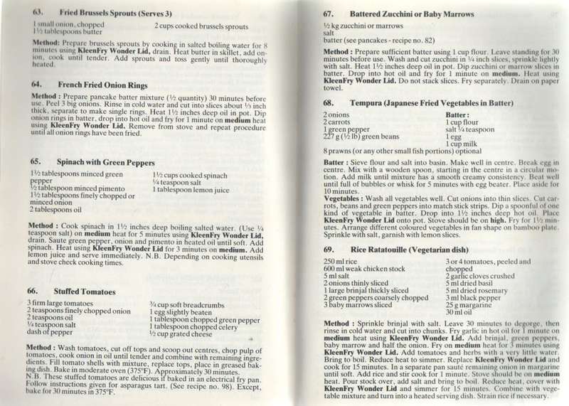 KLEEN FRY WONDER-LID COOKERY BOOK, 100 TRIED AND TESTED RECIPES