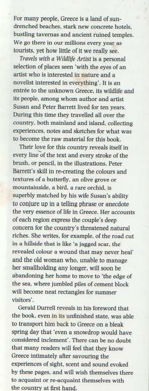TRAVELS WITH A WILDLIFE ARTIST - PETER & SUSAN BARRETT (1986)