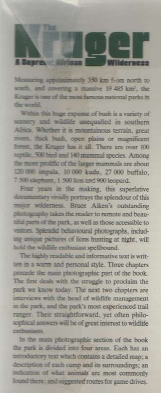 THE KRUGER A SUPREME AFRICAN WILDERNESS - BRUCE AIKEN (1988)