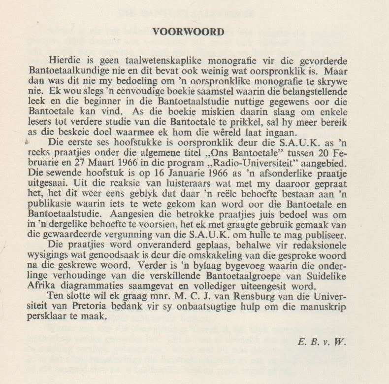 DIE BANTOETALE - E B VAN WYK  (1966)