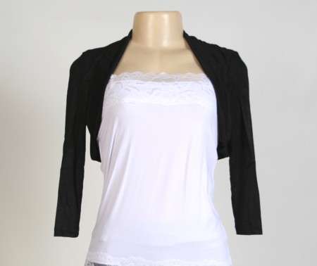 BLACK LONG SLEEVED BOLERO STYLE TOP