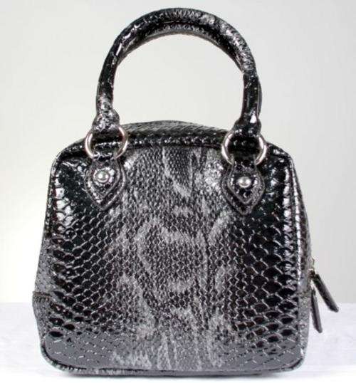 GREY & BLACK MOCK SNAKE SKIN SQUARE BAG