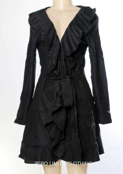 BLACK FRILL COAT/CARDIGAN
