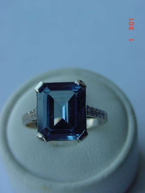 STERLING SILVER BLUE TOPAZ RING - 1920's - STUNNING!!!