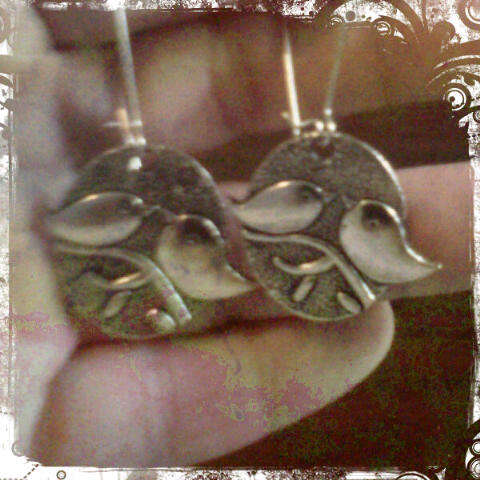 Tibetan Silver Birds on Real Silver Hoops