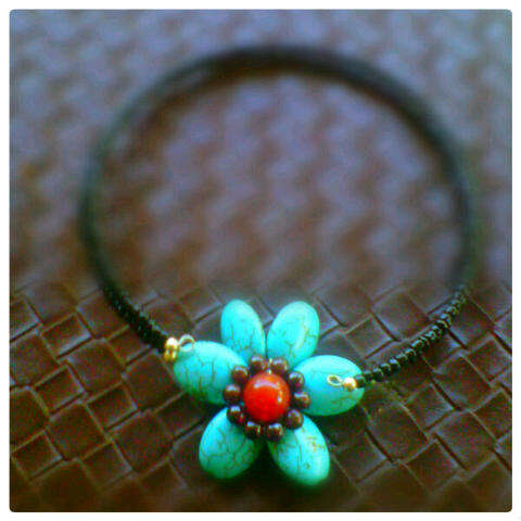 Stone Flower Choker - Every bead is a semi precious stone!