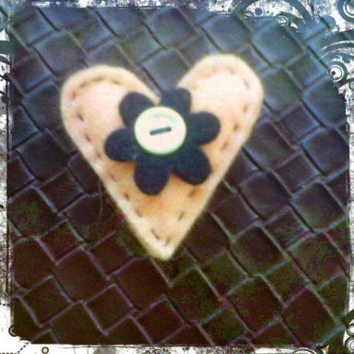 Handmade heart brooch in felt