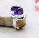 Stunning faceted amethyst ring in plated silver size - 7.5 CLOSING DOWN SALE