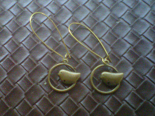 Bronze alloy bird earrings
