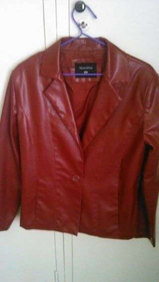 Maroon faux leather jacket size 32