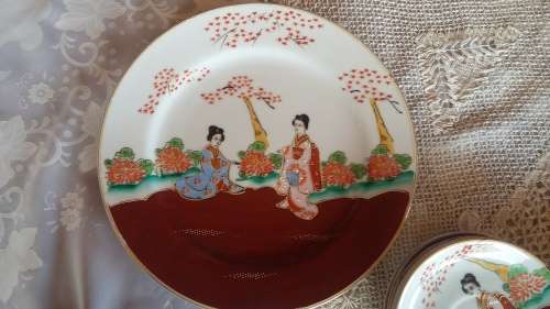 Antique 22-piece Japanese Satsuma Dragon Porcelain Tea Set - excellent condition