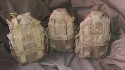 Lot of Army Water Bottles with pouches and Fire-Buckets