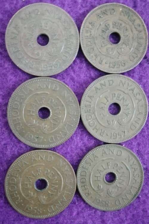 RHODESIA AND NYASALAND HALF PENNIES