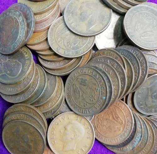 COLLECTION OF 1/4, 1/2 AND 1PENNIES