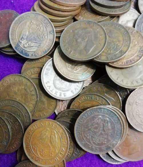 COLLECTION OF 1/4, 1/2 AND 1PENNIES