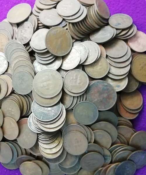 COLLECTION OF 1/4, 1/2 AND 1PENNIES