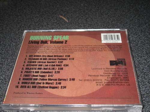 BURNING SPEAR LIVING DUB VOLUME TWO REVCD132 SA. PRESS GOOD AFRICAN MUSIC NERDS
