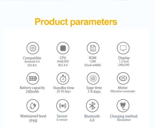 SKY 1 FITNESS HEALTH SPORT HEART RATE, BP, BLOOD OXYGEN. YELLOW AND WHITE