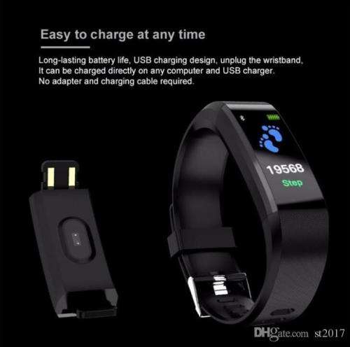 ID115 PLUS BLUETOOTH PEDOMETER HEART RATE BLOOD PRESSURE HEALTH BRACELET. BLACK, NAVY BLUE
