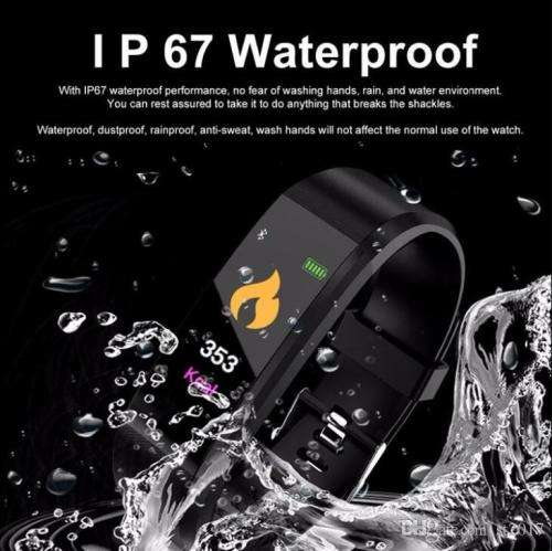 ID115 PLUS BLUETOOTH PEDOMETER HEART RATE BLOOD PRESSURE HEALTH BRACELET. BLACK, NAVY BLUE