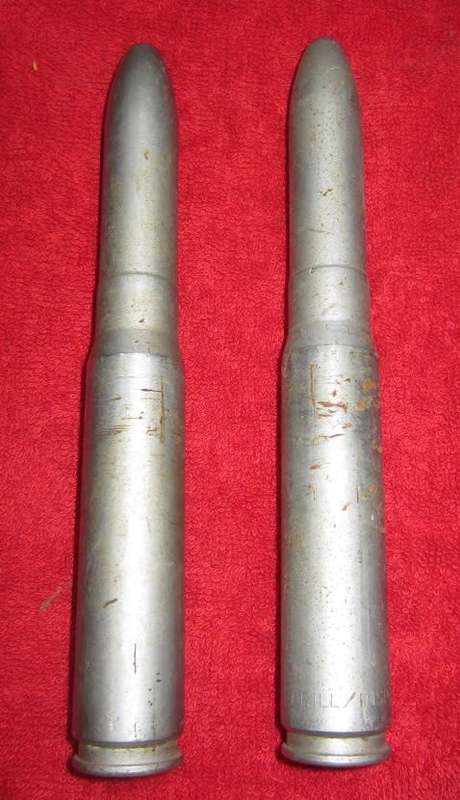 Two 20 x 110 Hispano Suiza Drill / Inspection Rounds