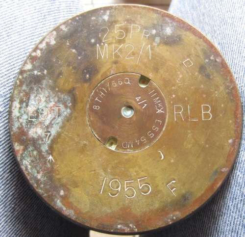 TWO 25 pounder brass cases.