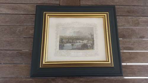 Hand Coloured 1835 engraving. East Farleigh, Kent by William Tombleson (1795-1846). Excellent Frame.