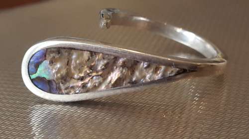 Iridescent Mother of Pearl Sterling Silver Ring. Unusual. Adjustable!