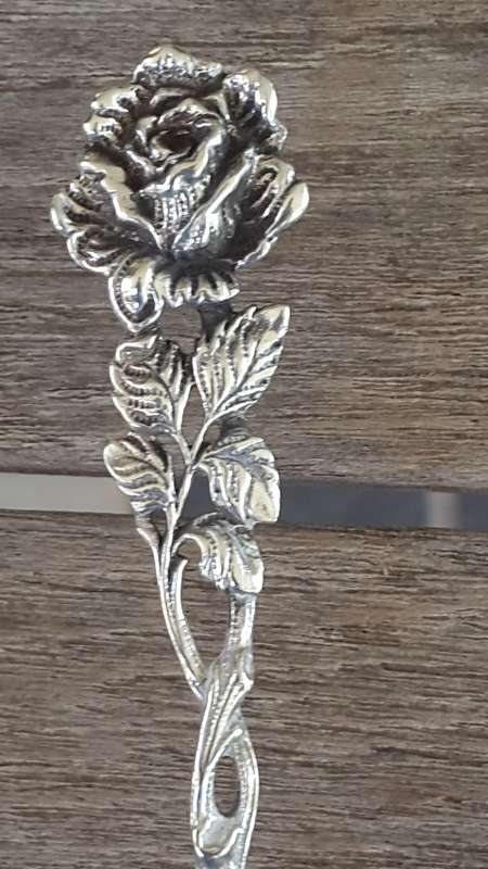 Cake Lifter and Matching Fork. Roses Motif. Silver.