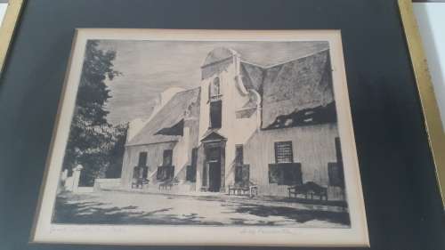 H.M. Pemberton Groot Constantia Cape. Signed etching, c. 1930