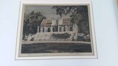 H.M. Pemberton  Tokai ( Cape Town ). HAND COLOURED Signed etching, c. 1930