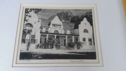H.M. Pemberton  Groote Schuur ( Cape Town ). Signed etching, c. 1930