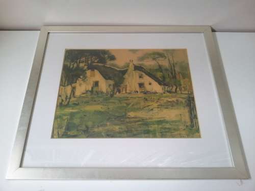 Pieter Wenning (1873-1921) . Old farm House, Observatory Road, Observatory. Print with New Frame.