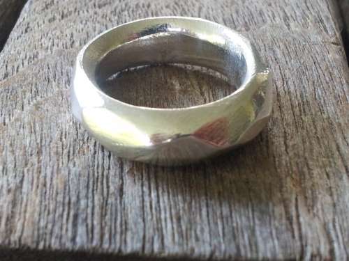Multifaceted Sterling Silver Ring. .  13.8  grammes. Chunky, comfort fit.