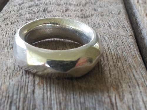 Multifaceted Sterling Silver Ring. .  13.8  grammes. Chunky, comfort fit.