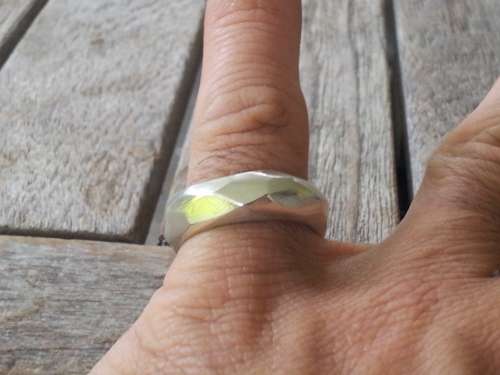 Multifaceted Sterling Silver Ring. .  13.8  grammes. Chunky, comfort fit.