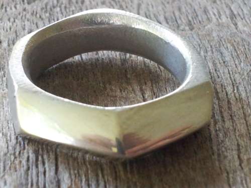 UNIQUE ARTISAN Four Faceted Symmetrical Sterling Silver Ring. .  9.5 grammes. Chunky, comfort fit.