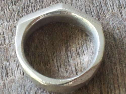 UNIQUE ARTISAN Four Faceted Symmetrical Sterling Silver Ring. .  9.5 grammes. Chunky, comfort fit.