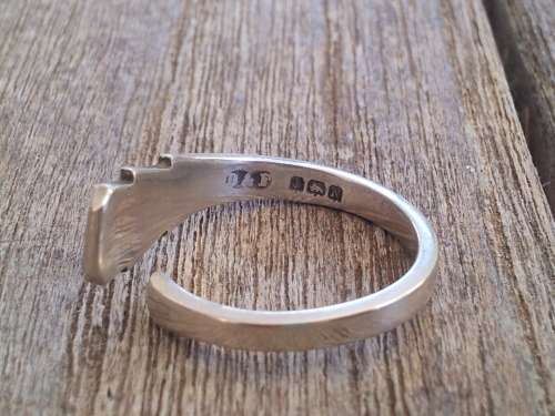 Art deco sterling silver spoon ring.1937 hallmark.  ADJUSTABLE!