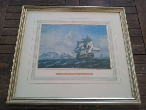 Arrival of the "Noord-Nieuwland" in Table Bay, 1762. Limited Edition Print 385/600. Superb Frame.