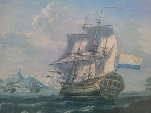 Arrival of the "Noord-Nieuwland" in Table Bay, 1762. Limited Edition Print 385/600. Superb Frame.